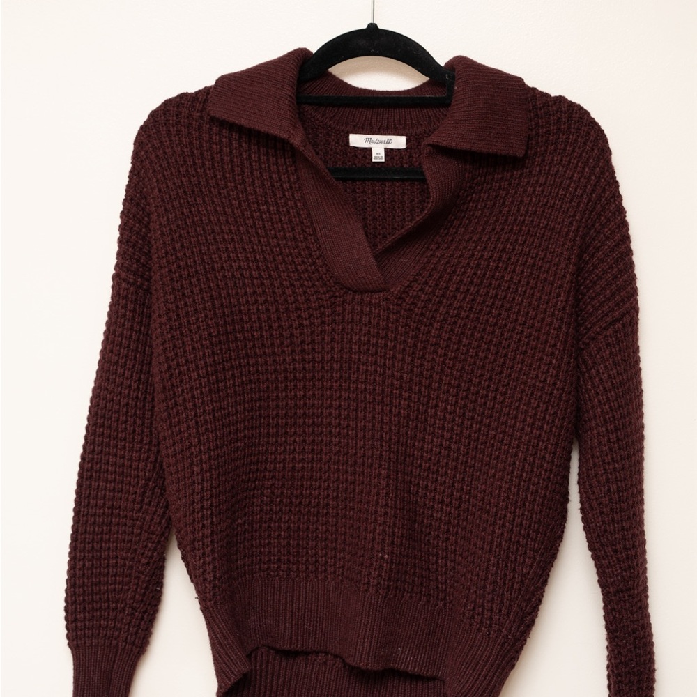 Madewell Deep Burgundy V-Neck Sweater